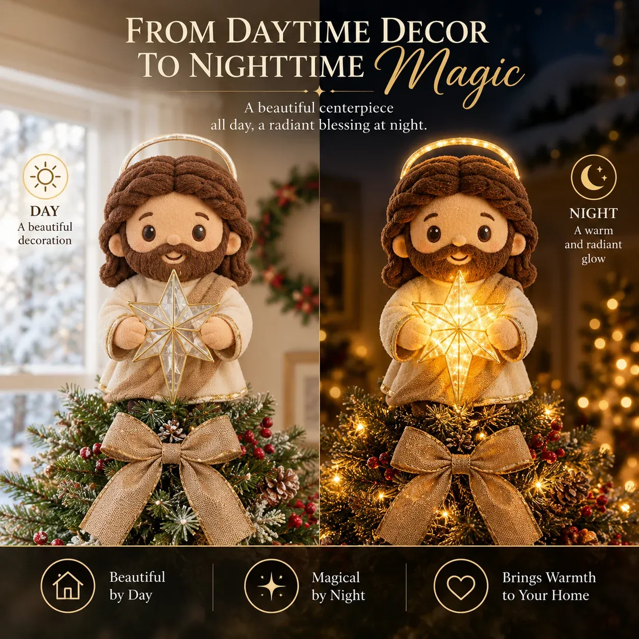Jesus blessing Christmas tree topper holiday display