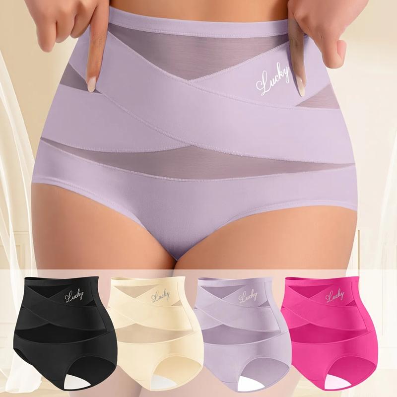🔥Kostenloser Versand🔥4er-Pack Miederhöschen mit hoher Taille für Damen – Nahtlose Miederhöschen aus Seidennetzgewebe, zum Abnehmen und Po-Liften – Atmungsaktive Unterwäsche für den Alltag