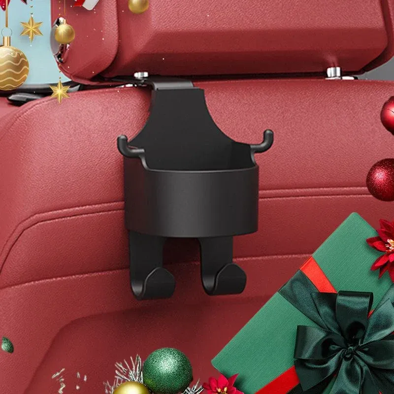 Car headrest hook and drink holder