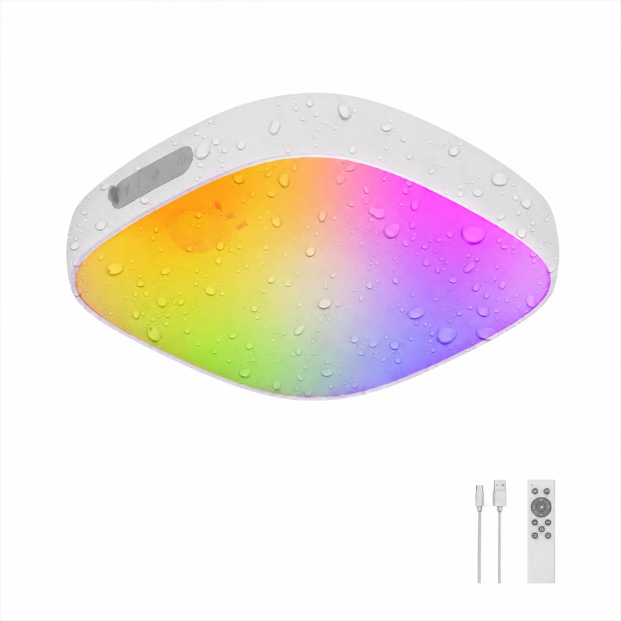 Rechargeable shower light with remote and charging cable