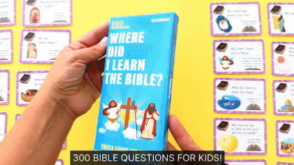 Bible trivia card game being played