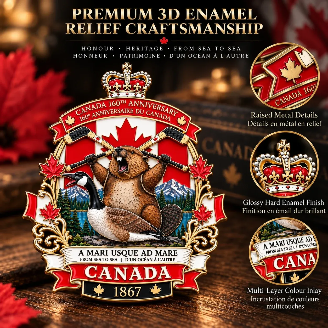 Canada 160th Anniversary A Mari Usque Ad Mare tribute badge