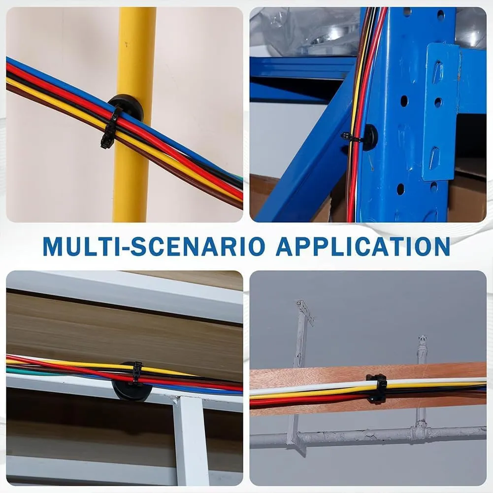 Magnetic cable tie mount in several steel-frame applications