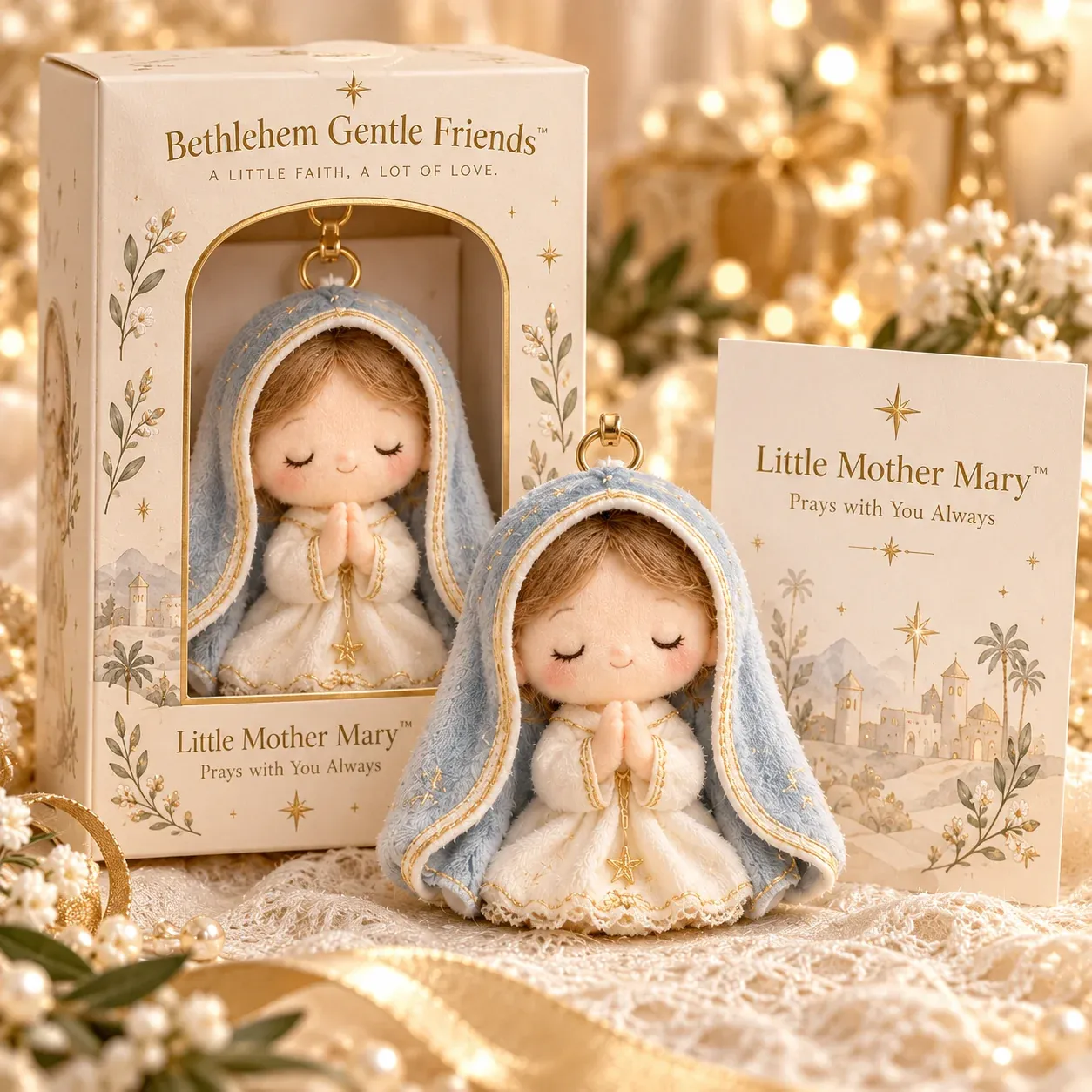 Little Mother Mary with its gift box and matching message card