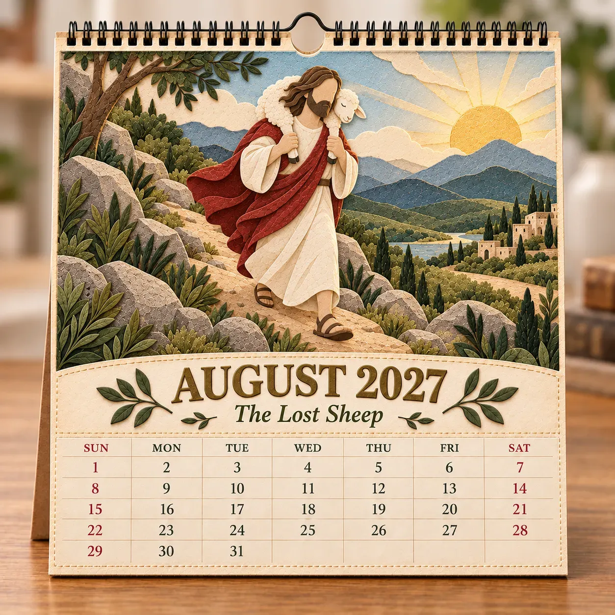 August 2027 The Lost Sheep calendar page