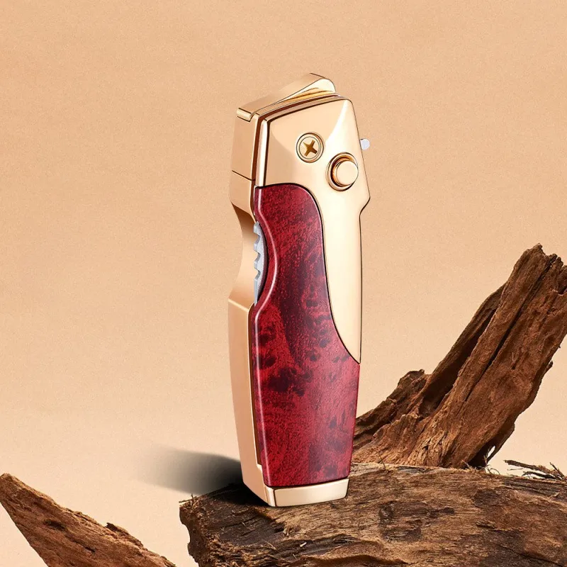 Folding Knife Lighter - Gold - Red Wood Grain / BUY 1