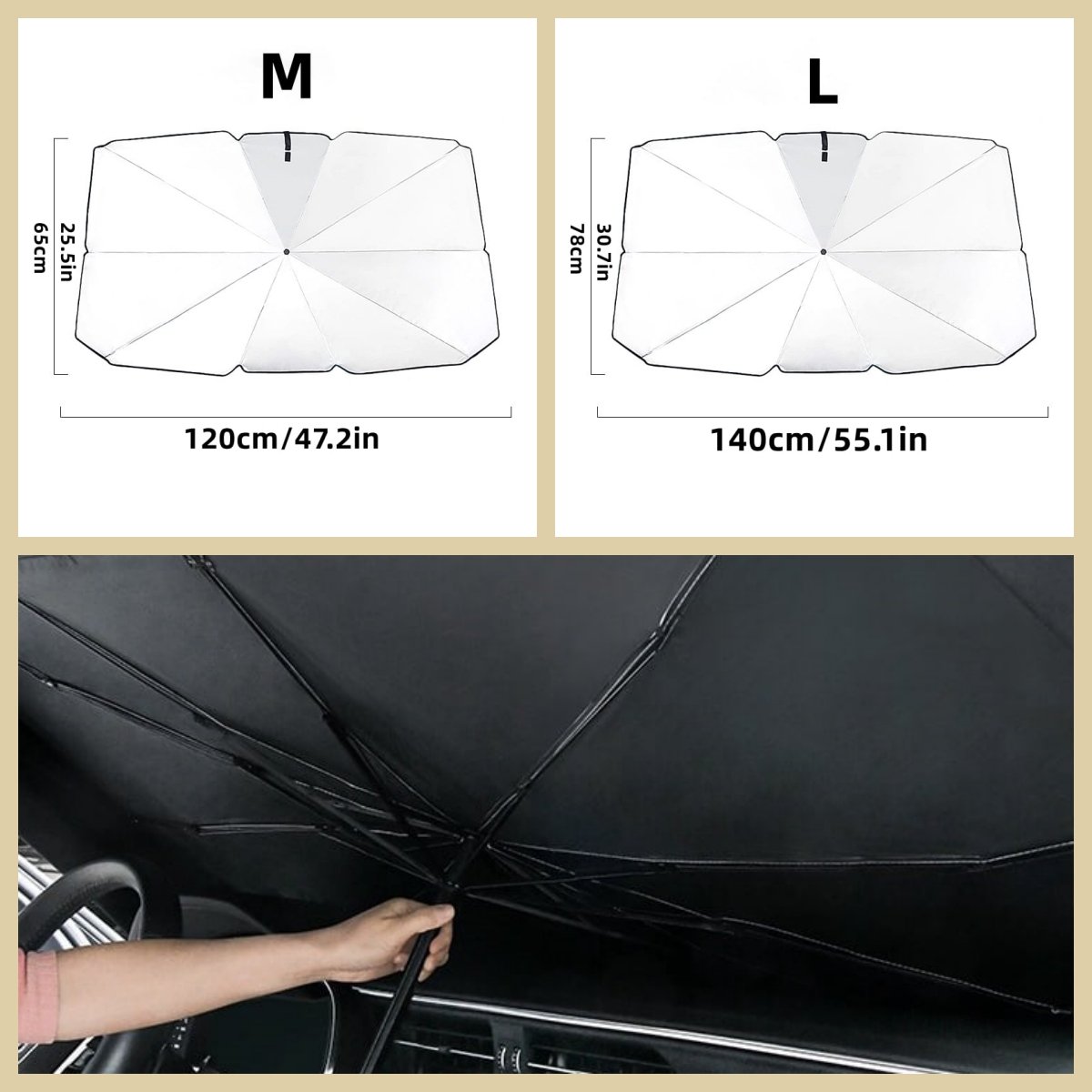Size dimensions chart Medium and Large sizes