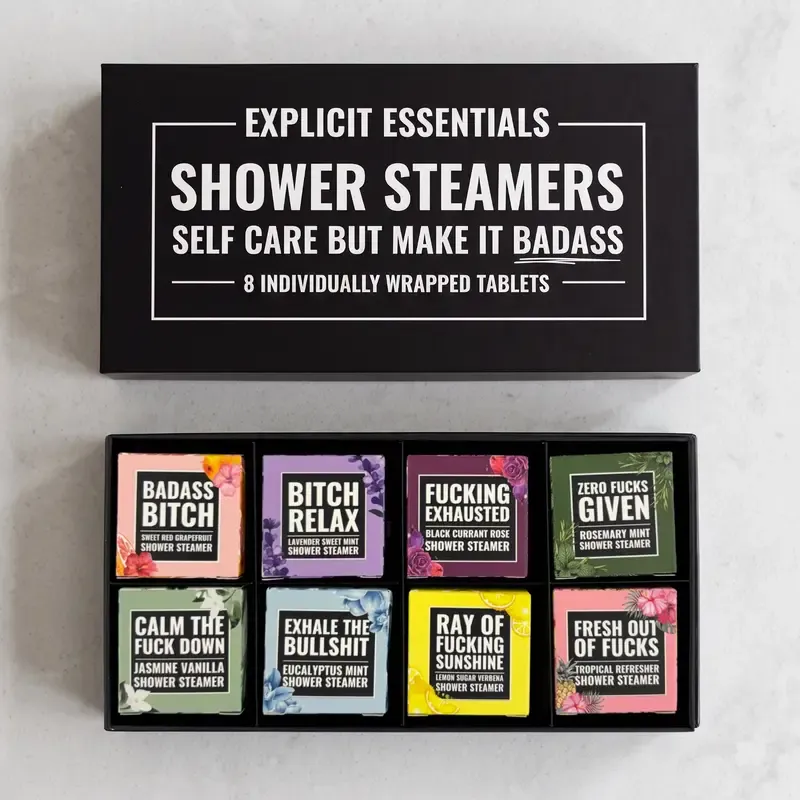 Open and closed shower steamer presentation box