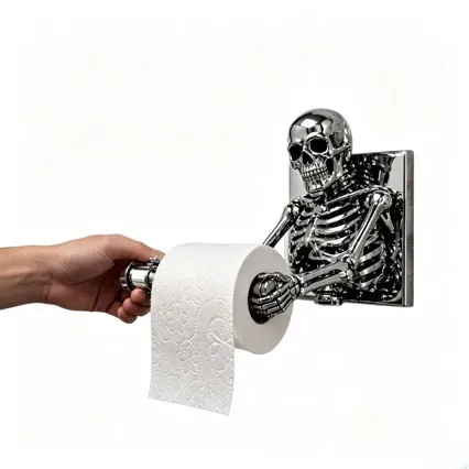 3D gothic skeleton toilet paper holder display