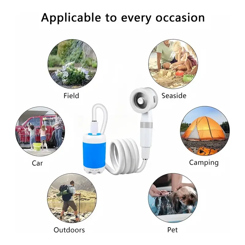 Product Introduction of Portable shower, handheld electric shower, outdoor shower equipment for camping and hiking, pet cleaning, car washing, camping equipment, camping supplies, travel accessories, apartment shower tools 3