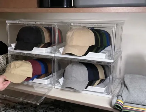 Customer photo of clear cap organizers in a real home