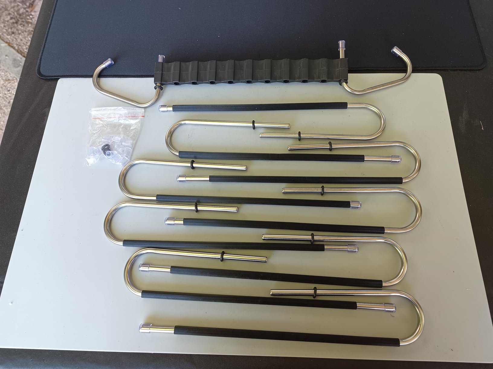Terrific pant hangers, real problem solver, once I could figure out how to put them together