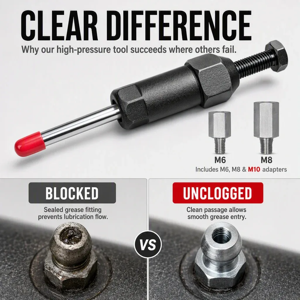 50% OFF !! Heavy Duty Grease Fitting Cleaner Tool - Long Rod / #01 （Without threaded fittings）