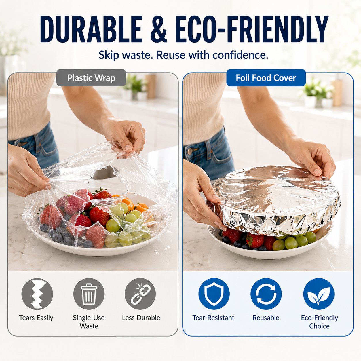 Durable reusable food covers