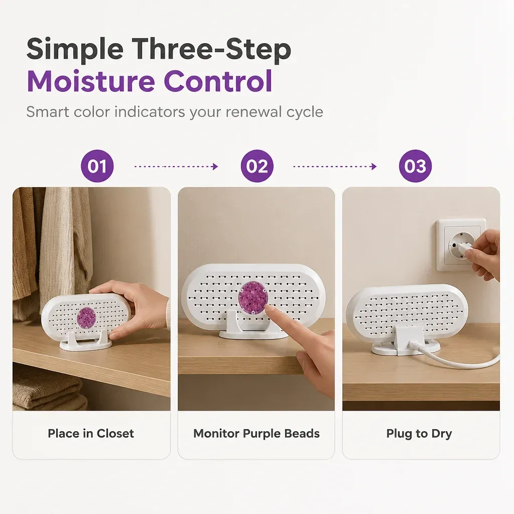 Rechargeable moisture absorber steps