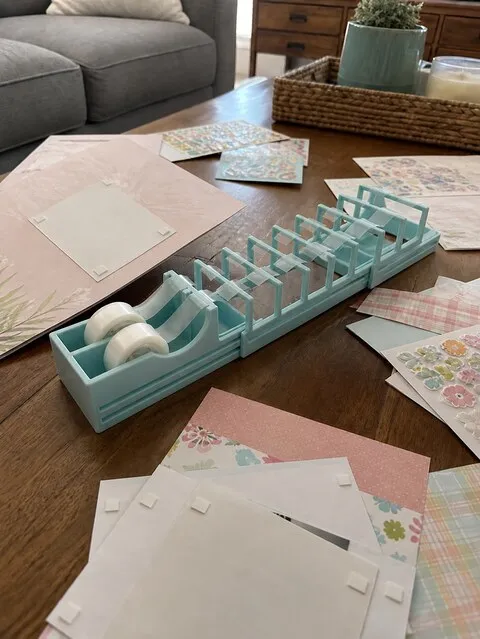 Tape strips ready for a family scrapbooking project