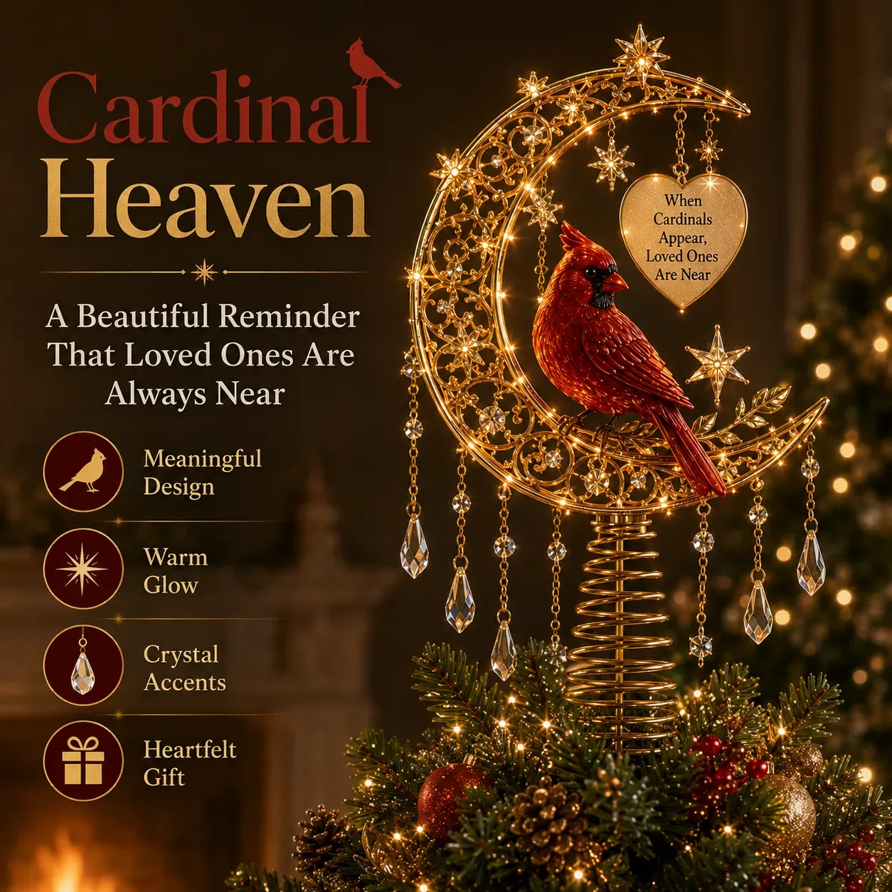 Cardinal Heaven Christmas Tree Topper