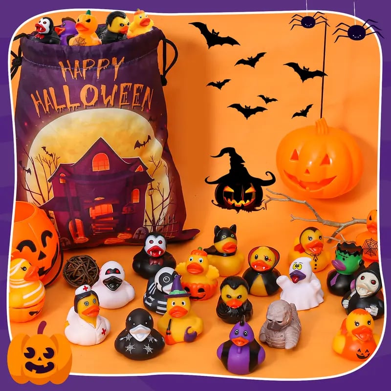 🔥24 Pcs Halloween Rubber Ducks in Bulk with Bag