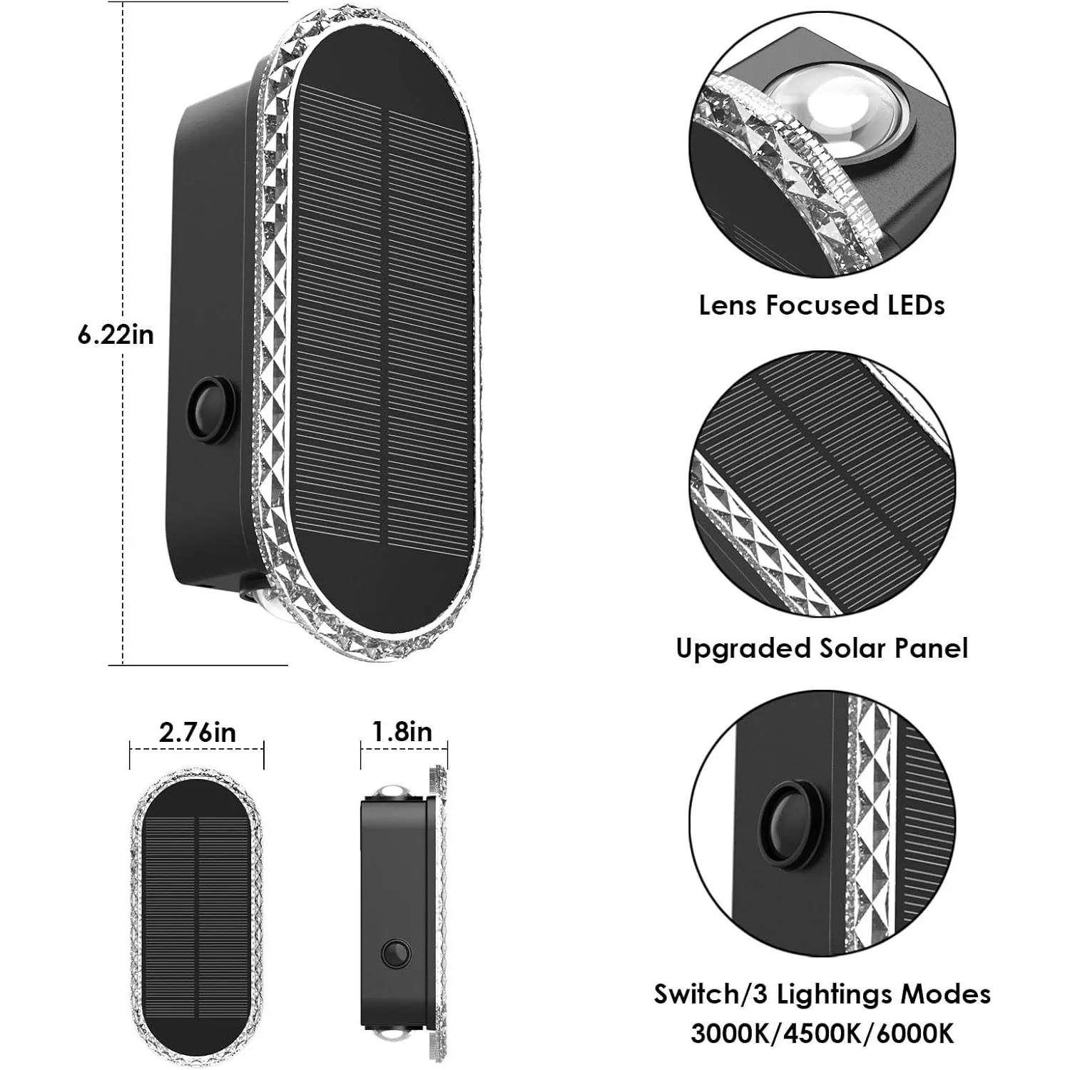 Solar wall light dimensions and product details