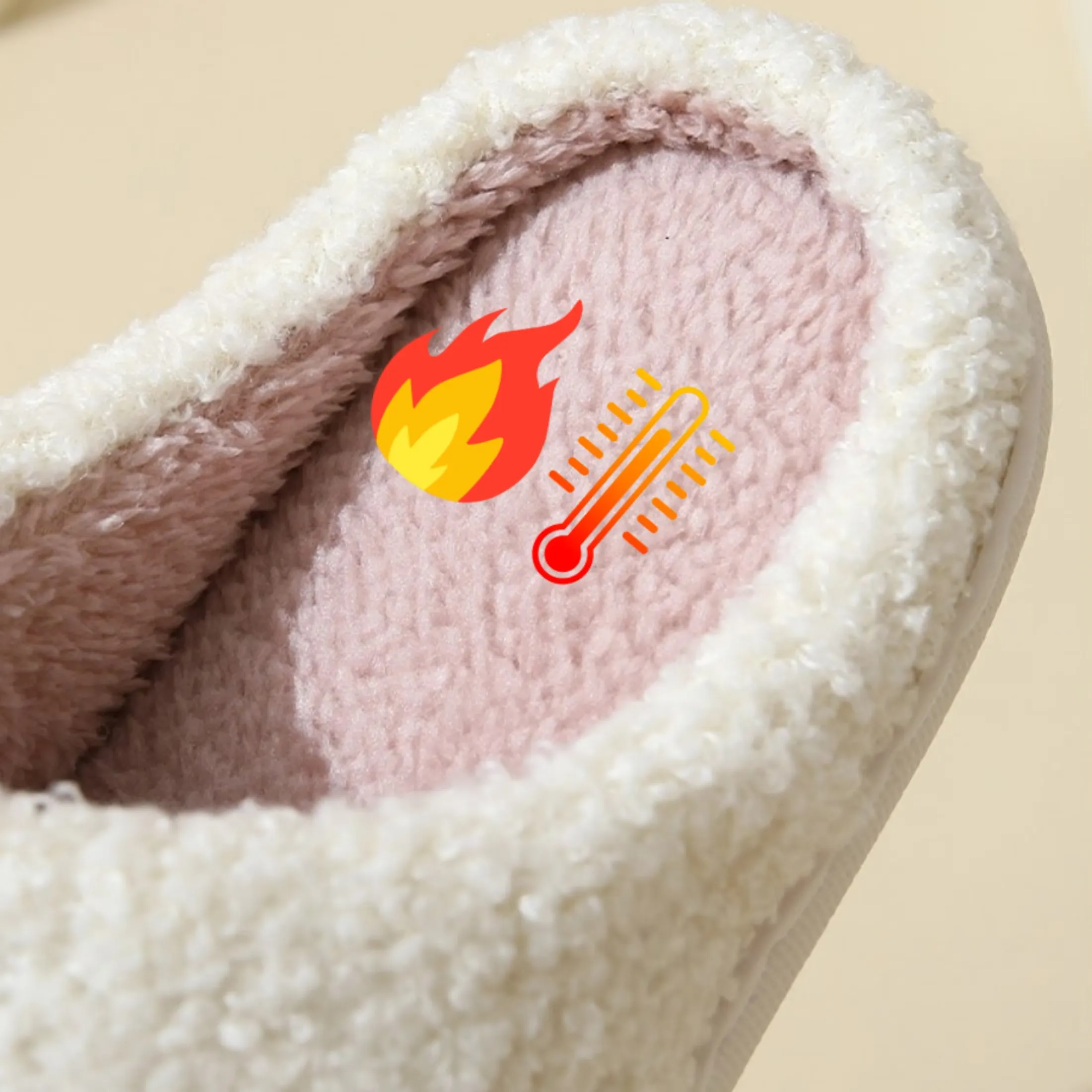 Close view of the plush slipper lining