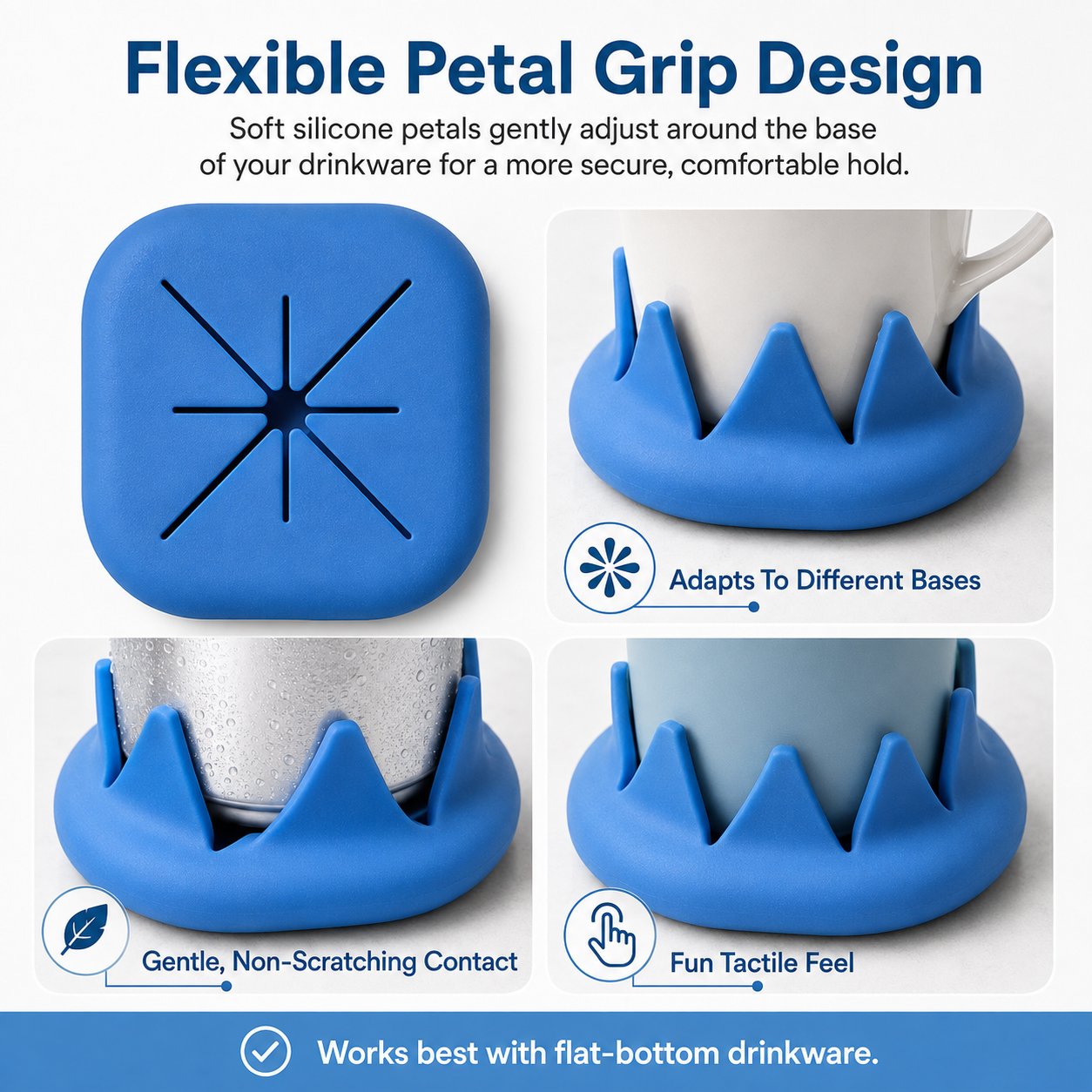 Flexible silicone petal grip design
