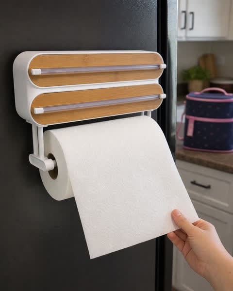 Customer pulling one sheet from the single paper towel roll