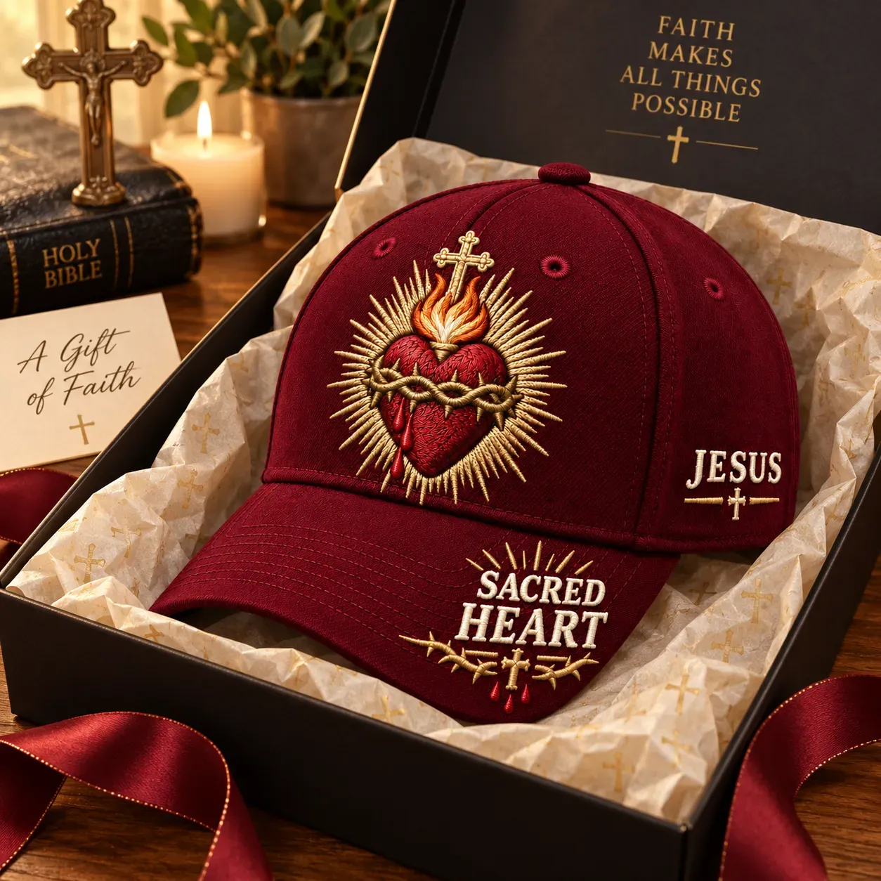 Sacred Heart of Jesus cap lifestyle view