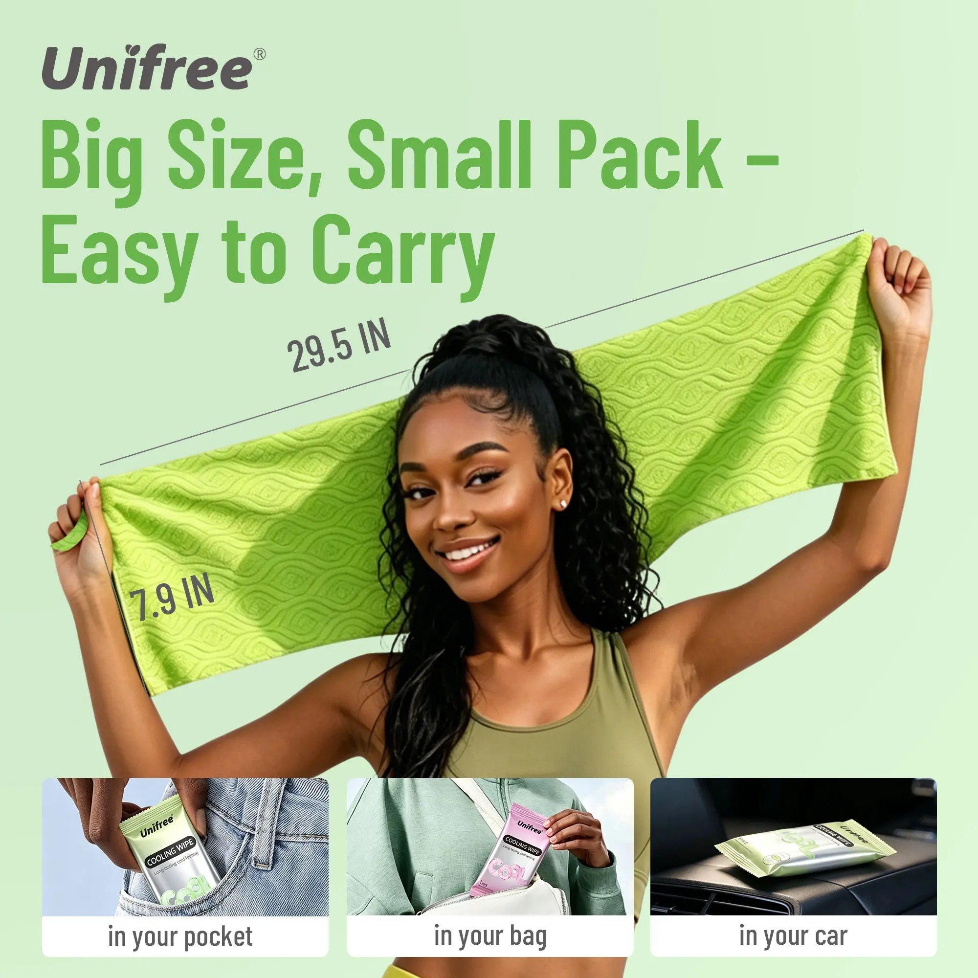 Unifree Cooling Towels & XL Menthol Cooling Wipes for Summer Heat, Sports, Travel & Outdoor Relief