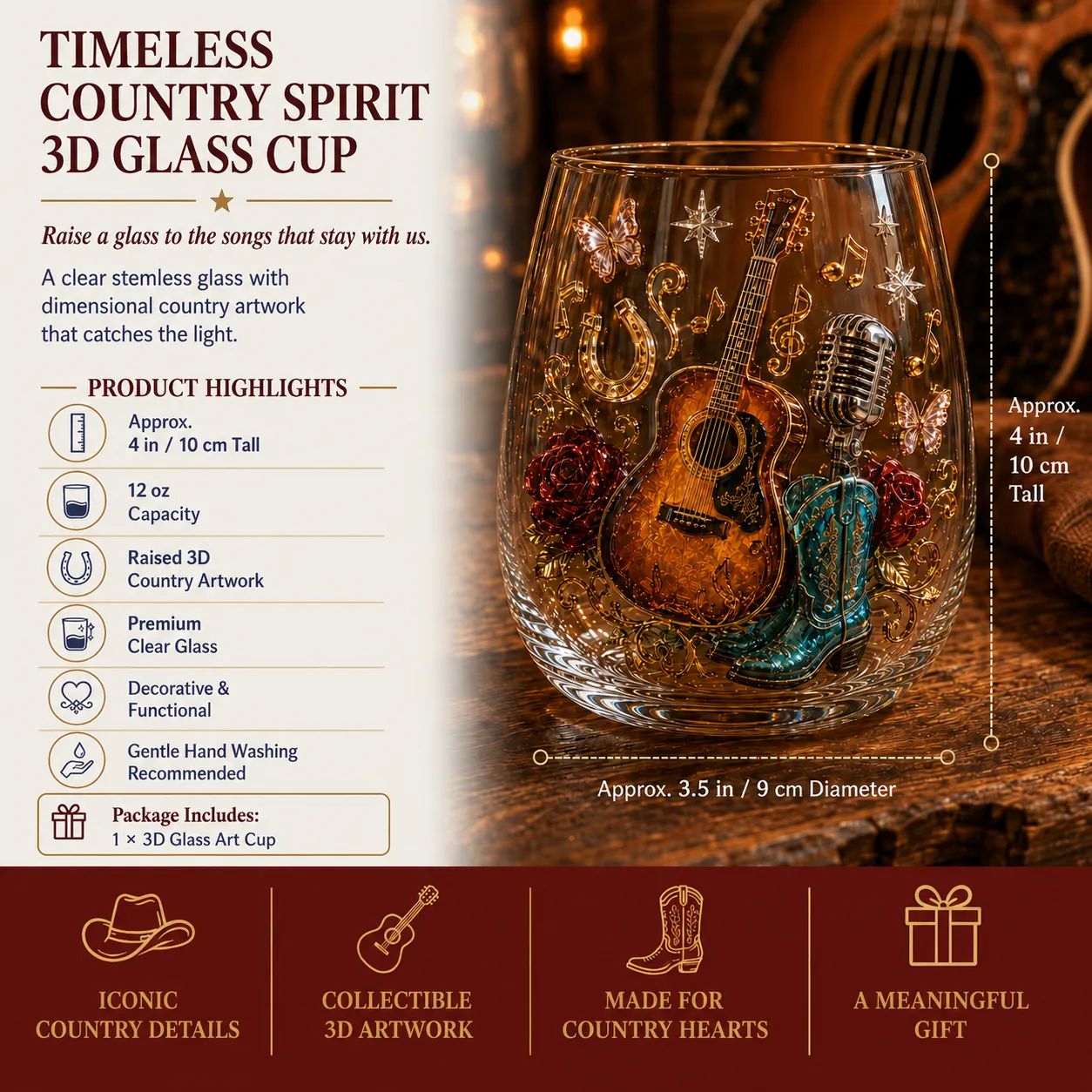 Country glass capacity dimensions features and care