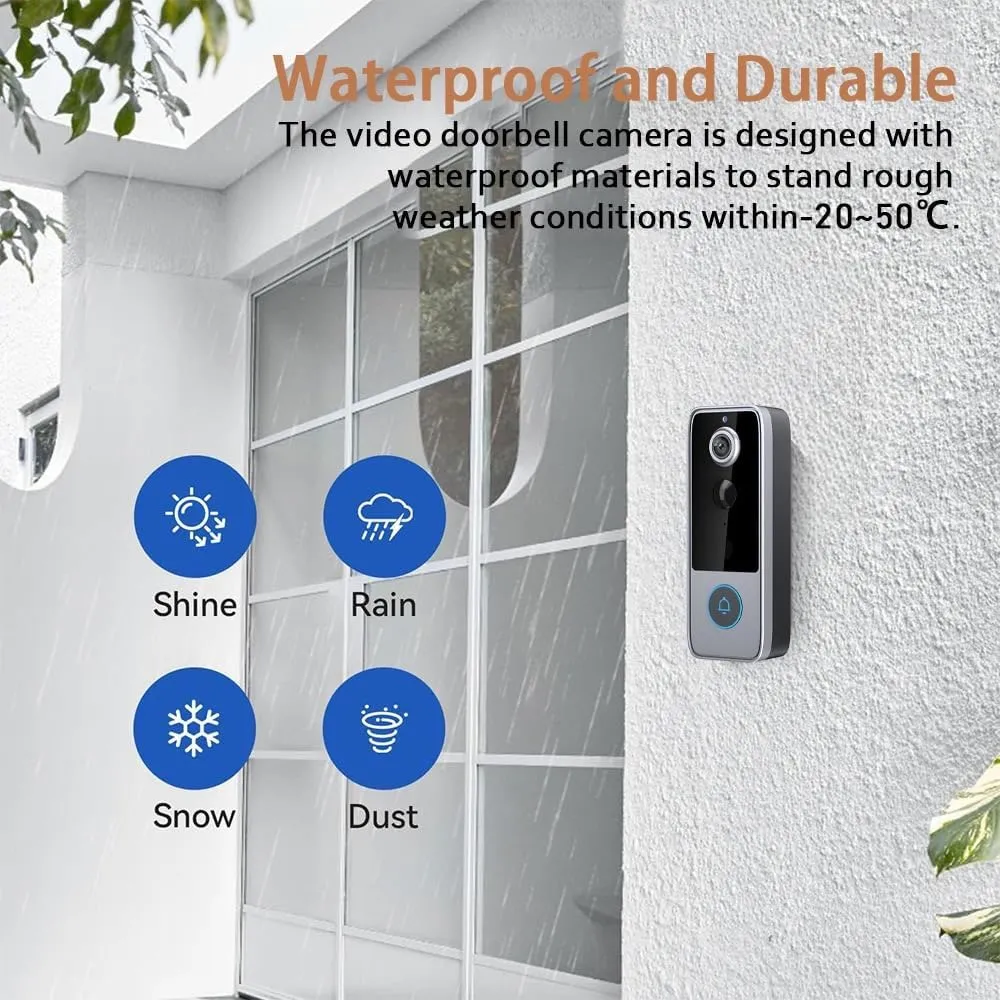 Doorbell camera installed outside in changing weather