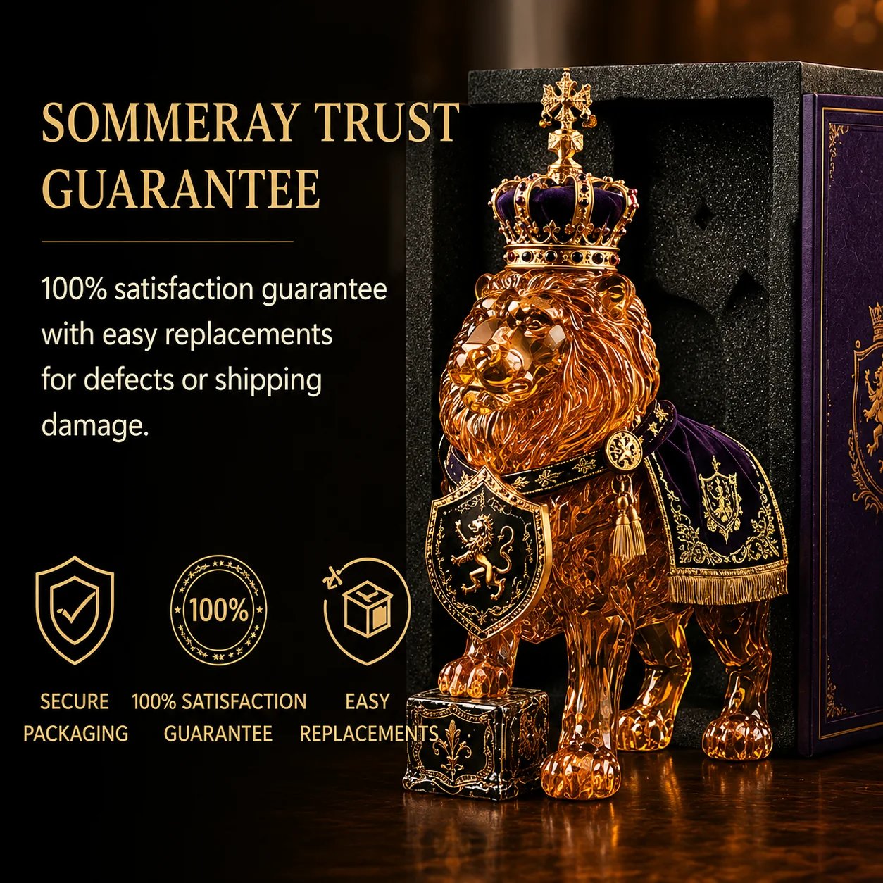 Crown 87th Anniversary Royal Lion Glass Decanter