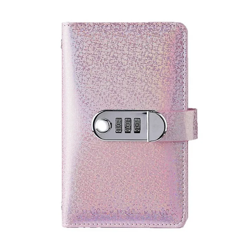 Purple holographic glitter savings binder with combination lock