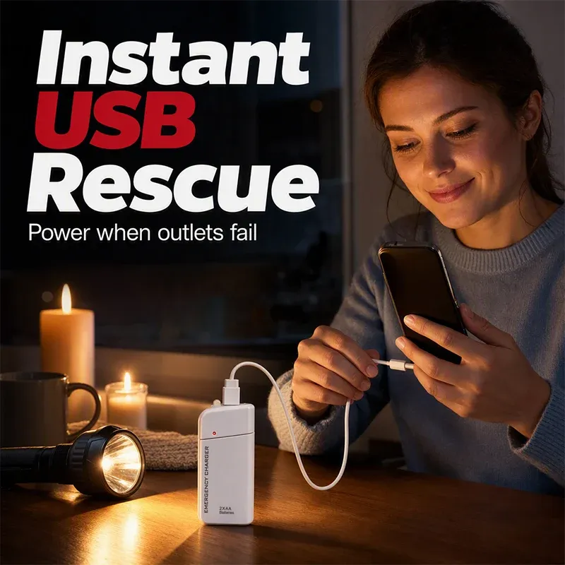 Emergency USB charger powered by AA batteries