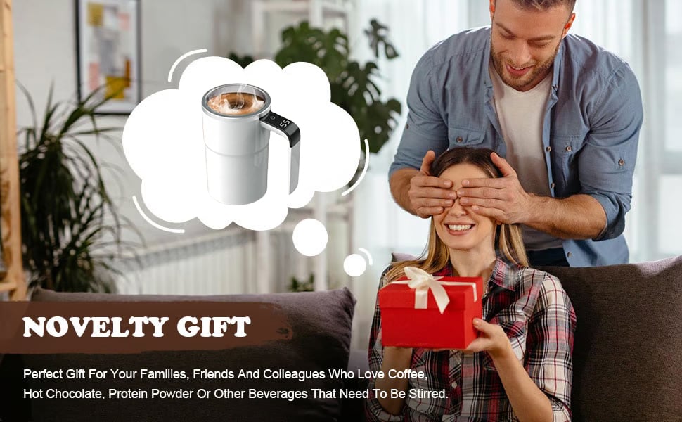 Electric coffee mug with a built-in LCD thermometer. perfect for brewing coffee. milk. cocoa. etc.