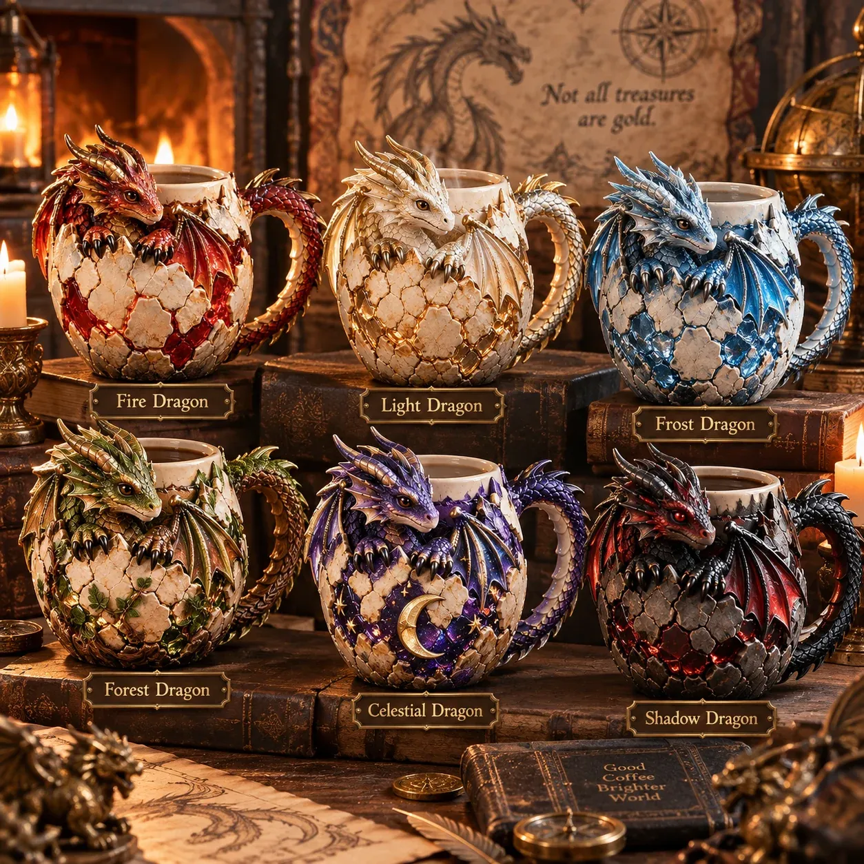 Dragonbound Realms complete six-piece mug collection