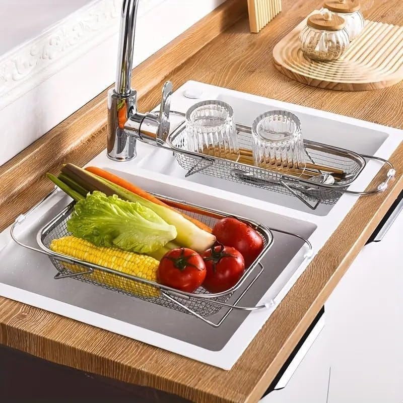 Expandable sink basket product dimensions and construction
