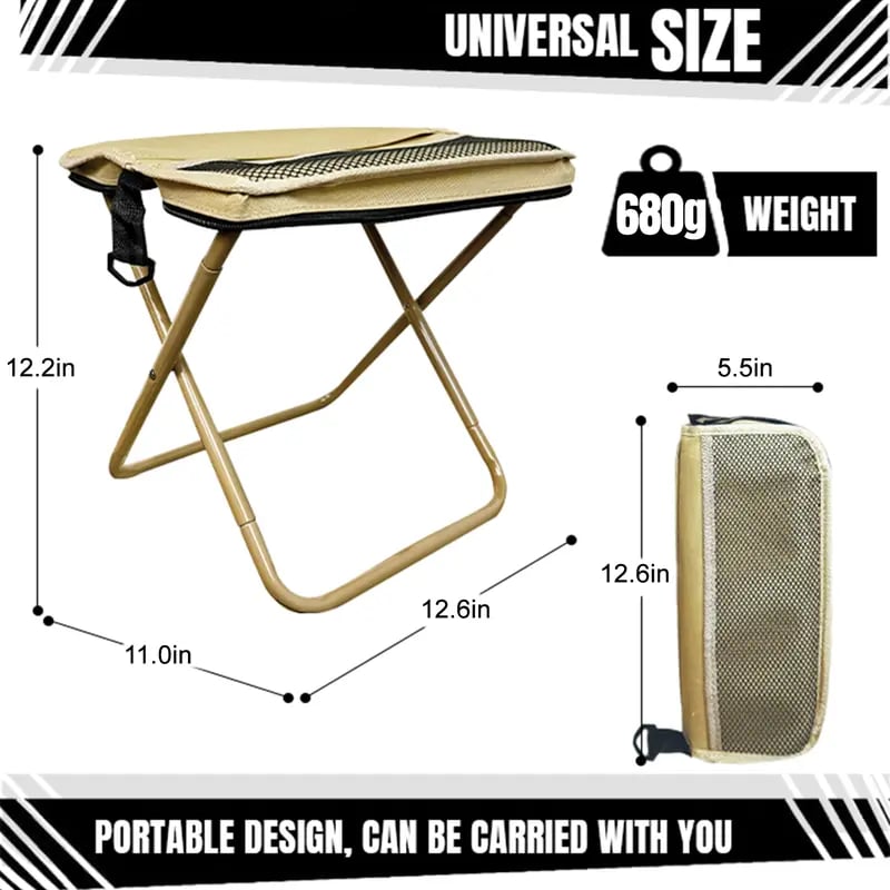 Product Introduction of 【Camdoor】Upgraded Foldable Stool, Aluminum Alloy Bracket, 1.5 lbs ultra light, Max Load Capacity 500lbs, Portable outdoor folding chair with pocket, For Queuing, Fishing, Hiking Tours, BBQ, Parties, Outdoor Activities Camping Accessories,Camping equipment 10