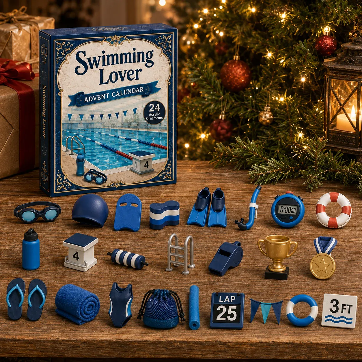 Swimmer lifestyle Christmas gift scene