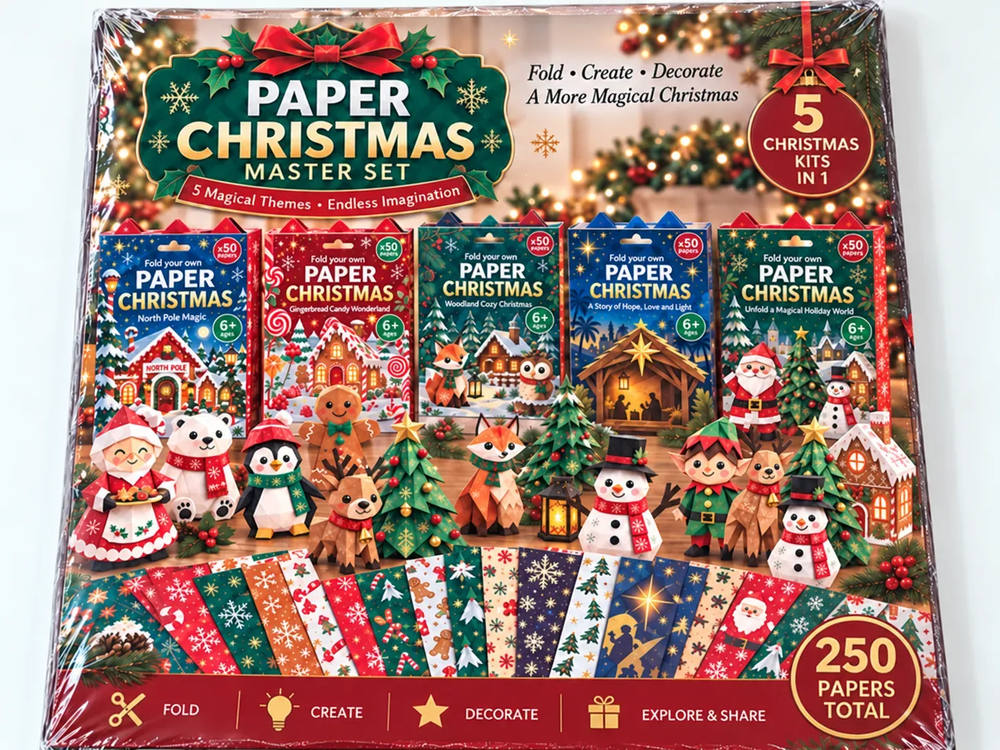 Complete All Styles collection with five themed paper Christmas craft kits