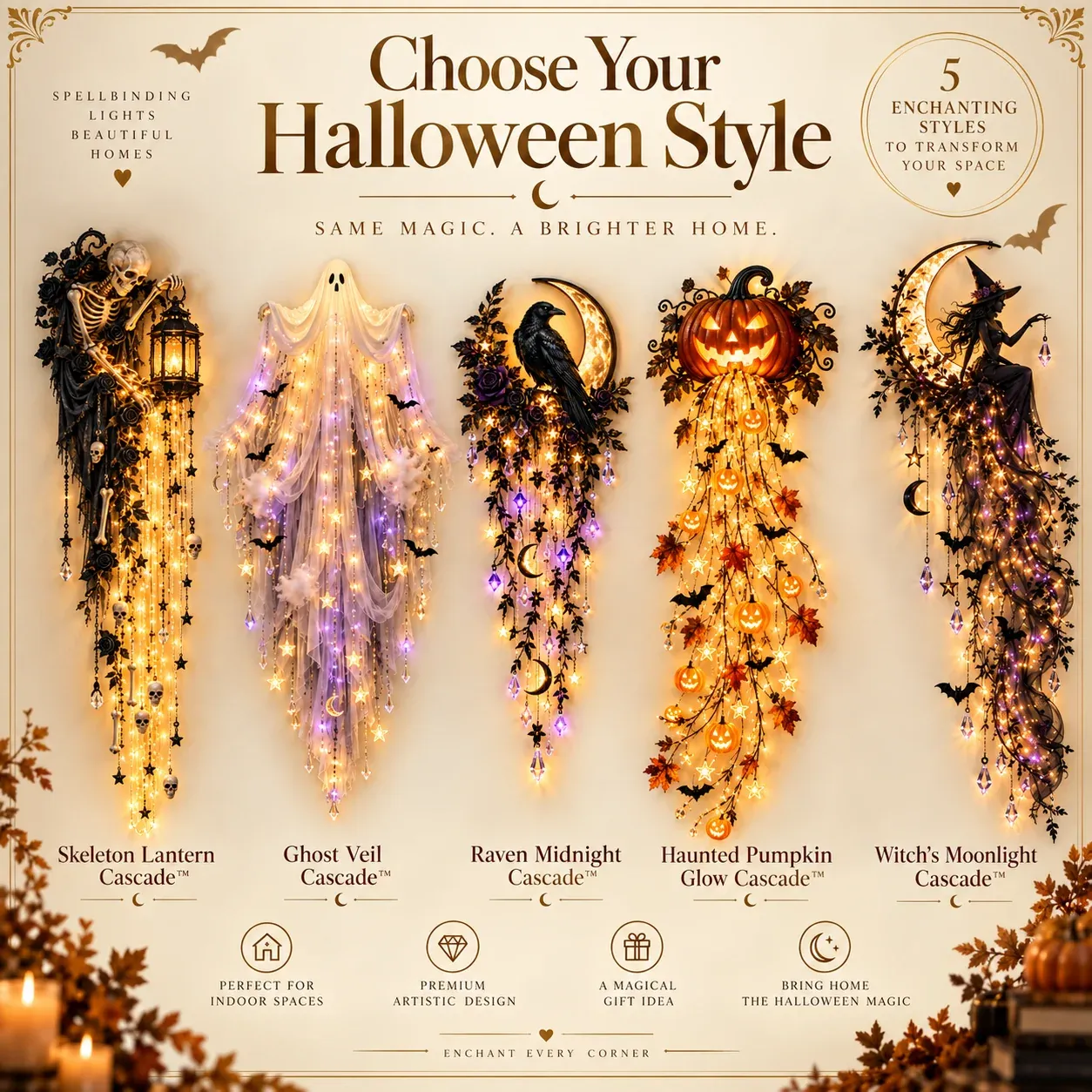 Elegant Halloween Cascade Wall Light Collection