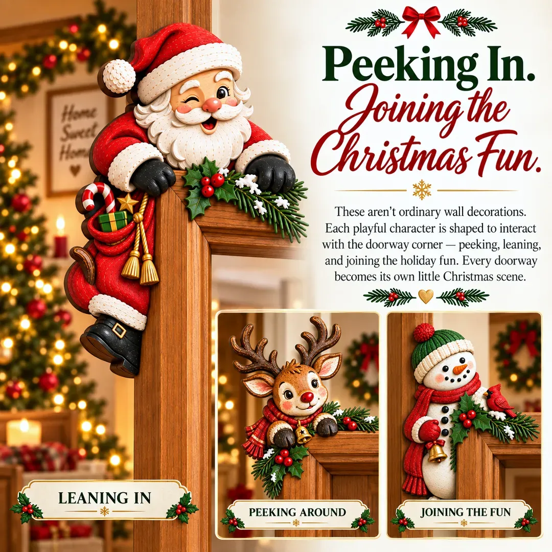 Peekaboo Christmas Door Frame Decor