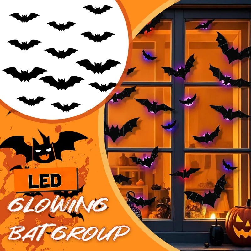 Halloween LED flying bat decorations glowing wall decor