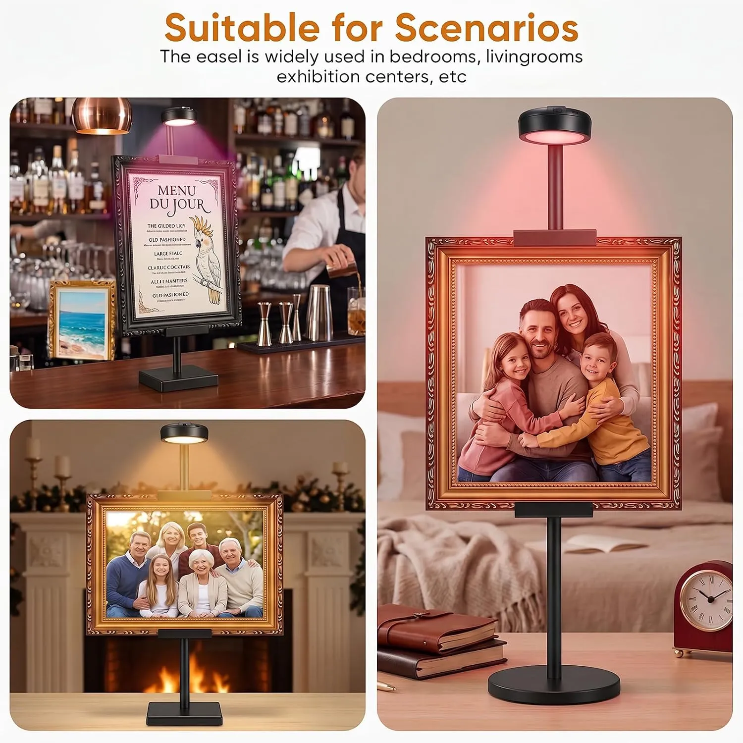 Picture frame display stand used at home and in event settings