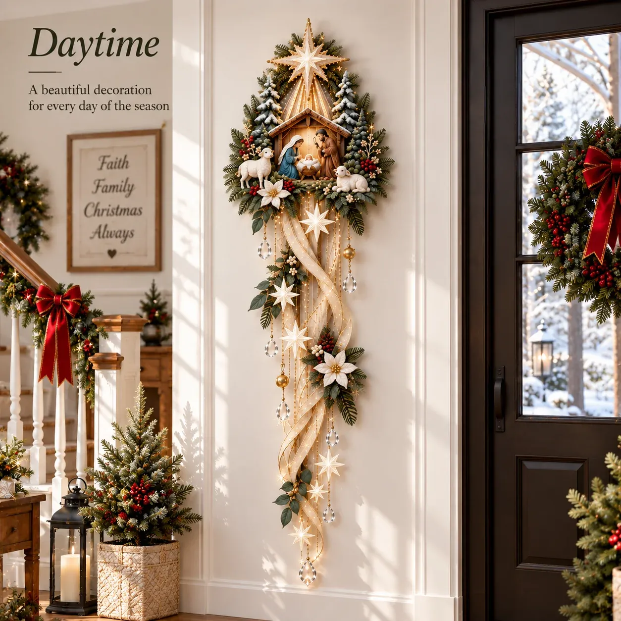Nativity Christmas wall decoration in an entryway