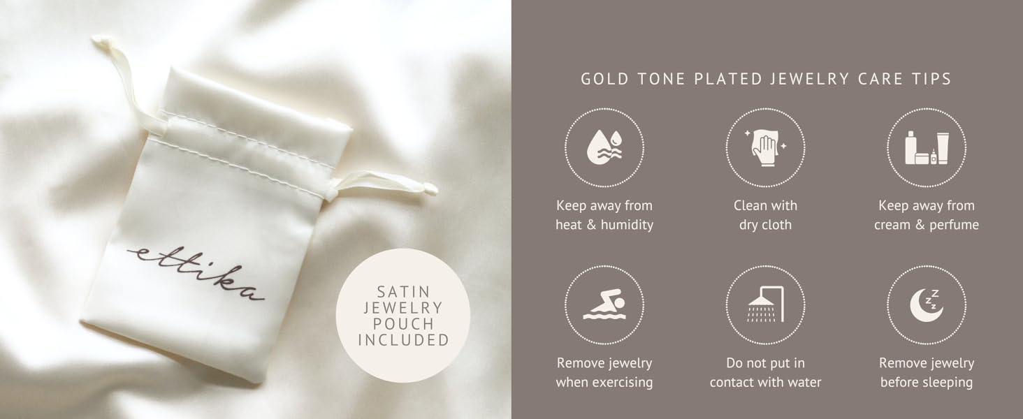 Jewelry care tips. Hypoallergenic metal chain for sensitive skin. Gift ready, jewelry pouch