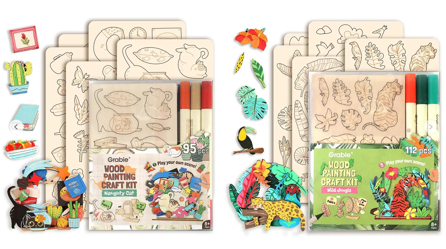 Two collection wood painting craft DIY kit