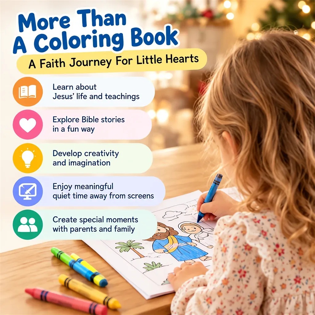 A child enjoying a quiet moment coloring a Bible scene