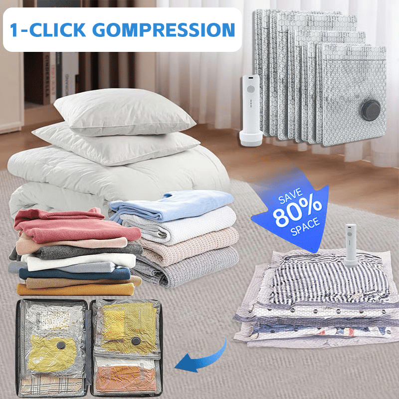 🔥Last Day 49% OFF-Rechargeable Vacuum Pump Travel Storage Bag Set - Starter Kit (6 Bags + Pump)