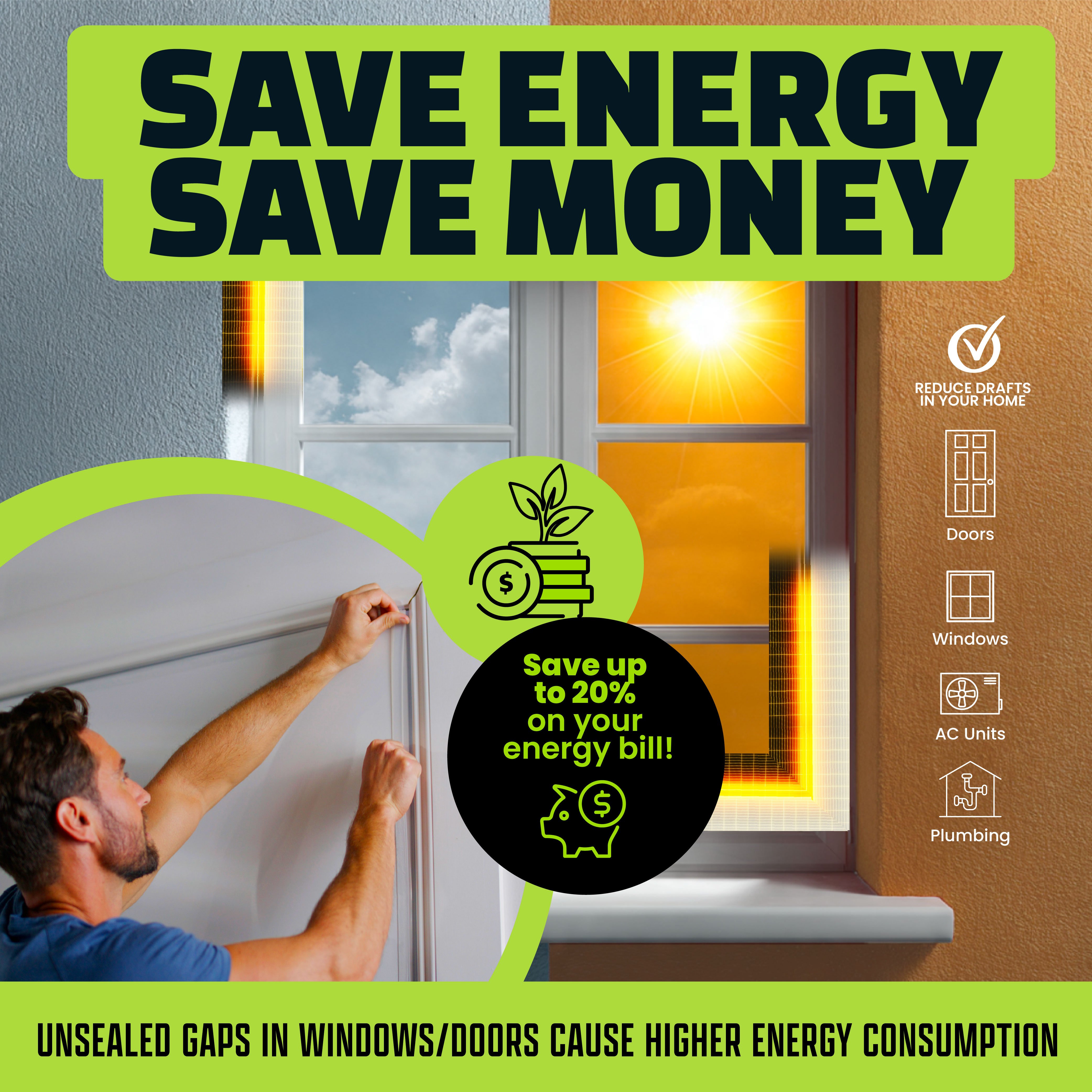 Alien Seal Draft Seal Window Door Seal Strip Transparent Windproof Sealing Tape Self Adhesive Draft Seal Tape 1 Roll