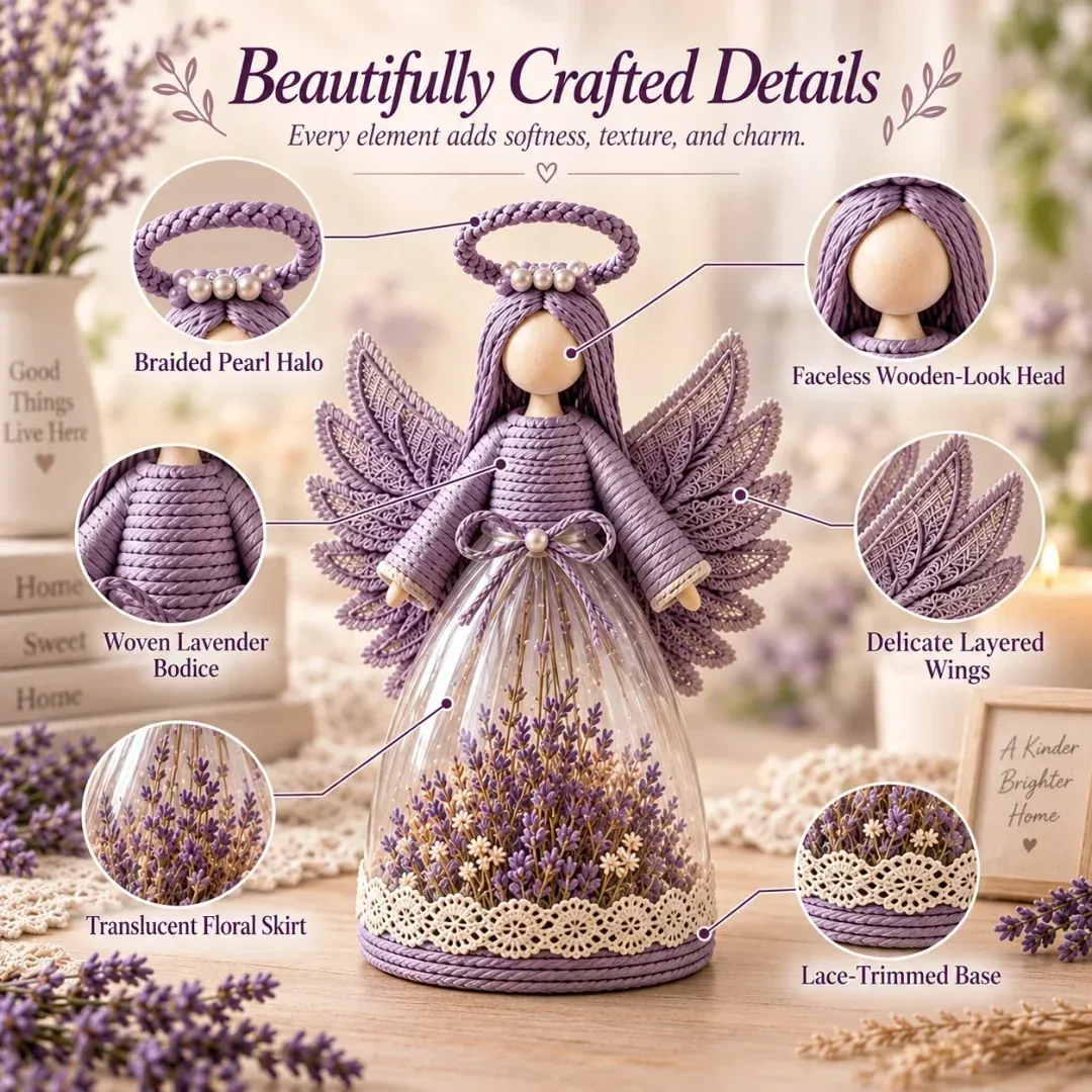 Detailed features of the floral angel figurine